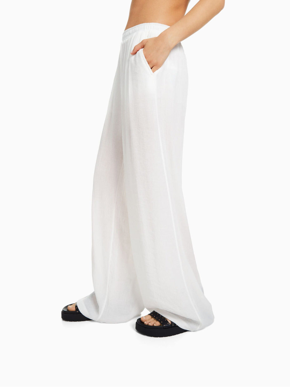 Brede crêpe broek