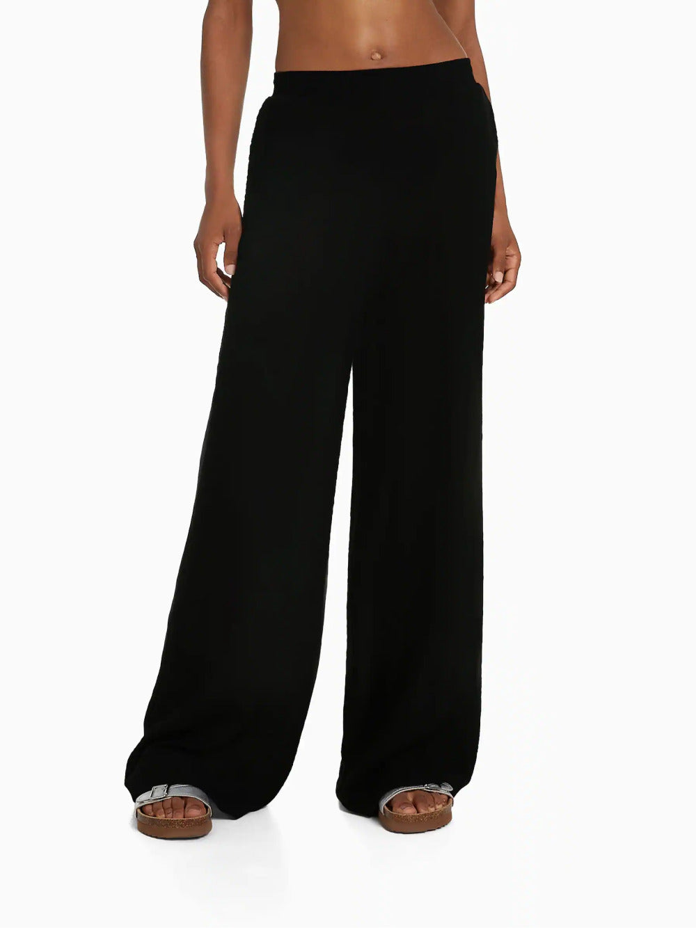 Brede crêpe broek