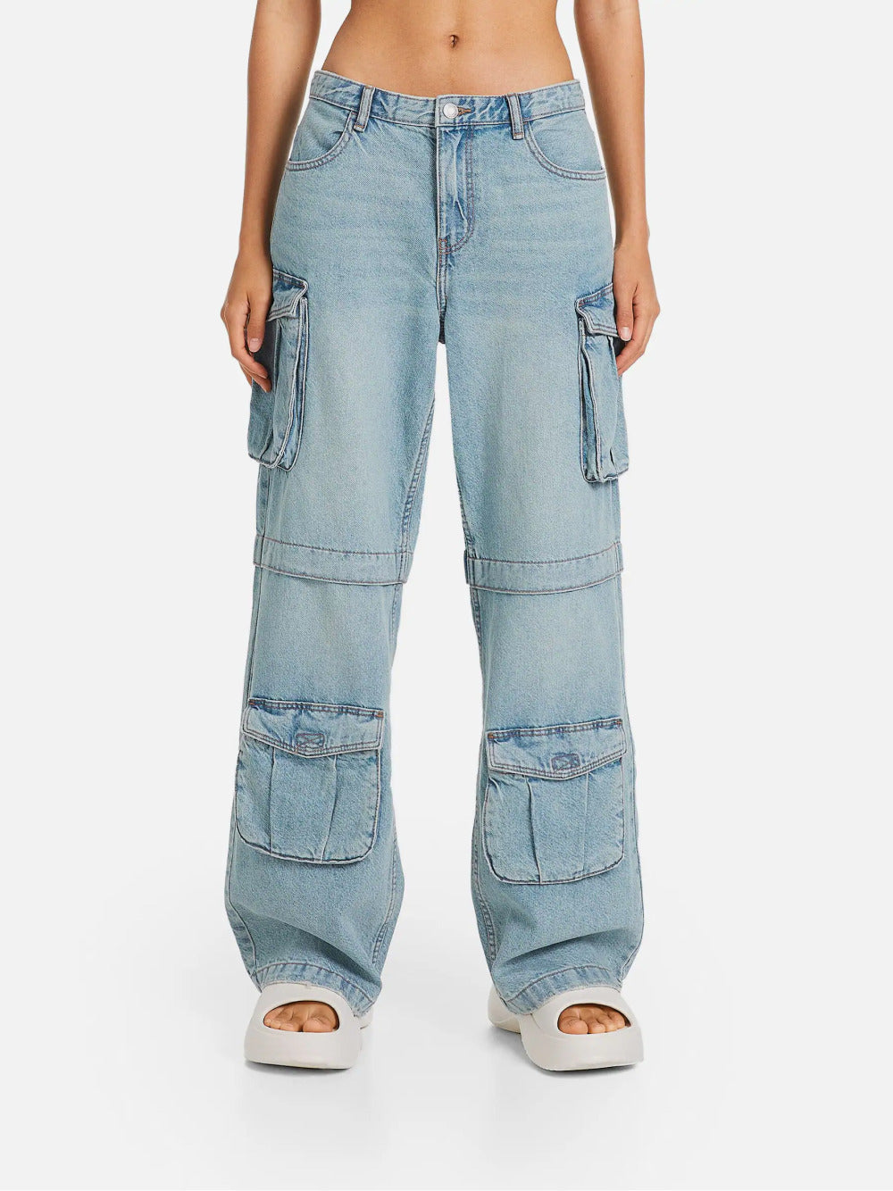 Jeans cargo multi-tasca