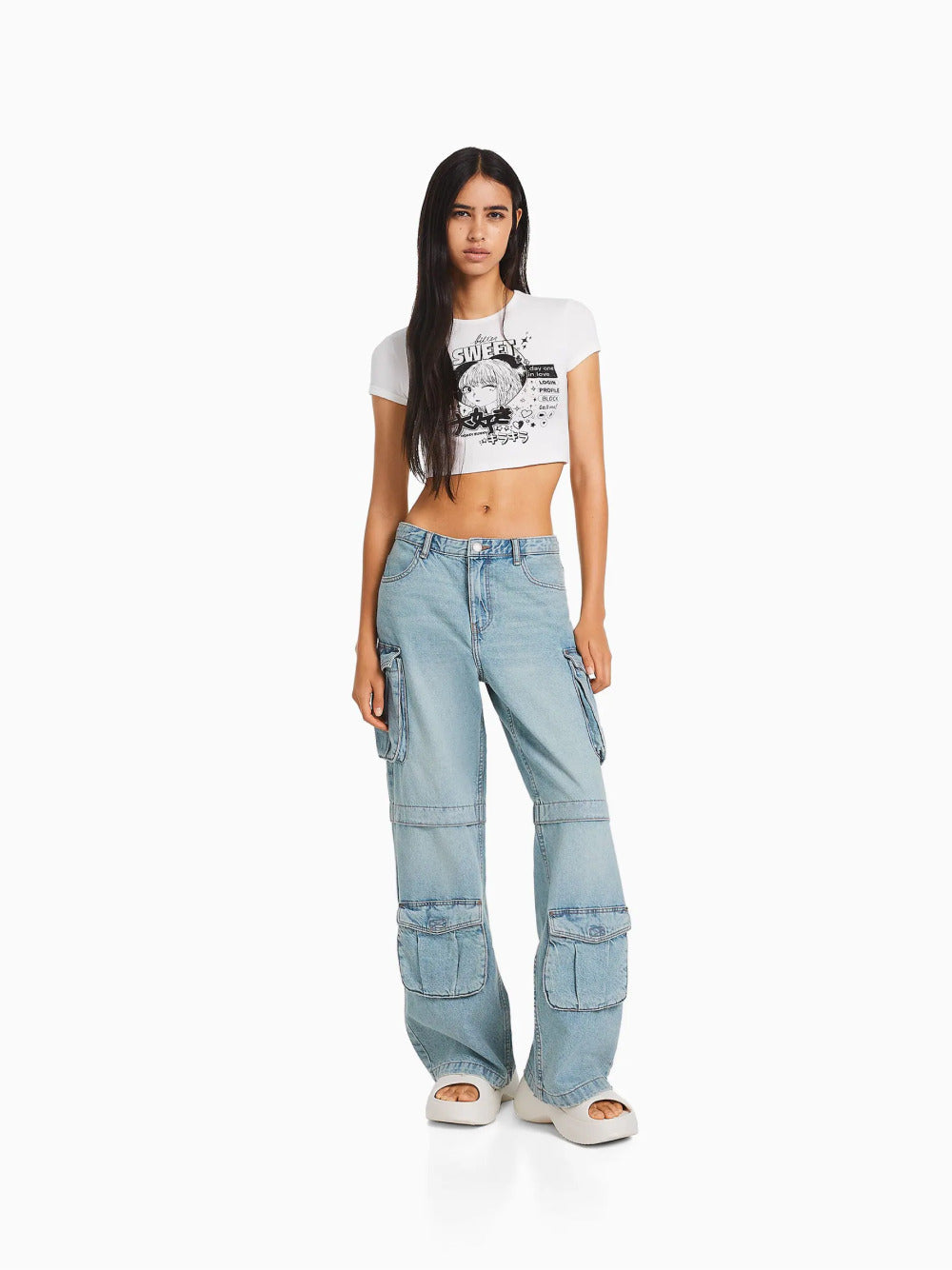 Jeans cargo multi-tasca