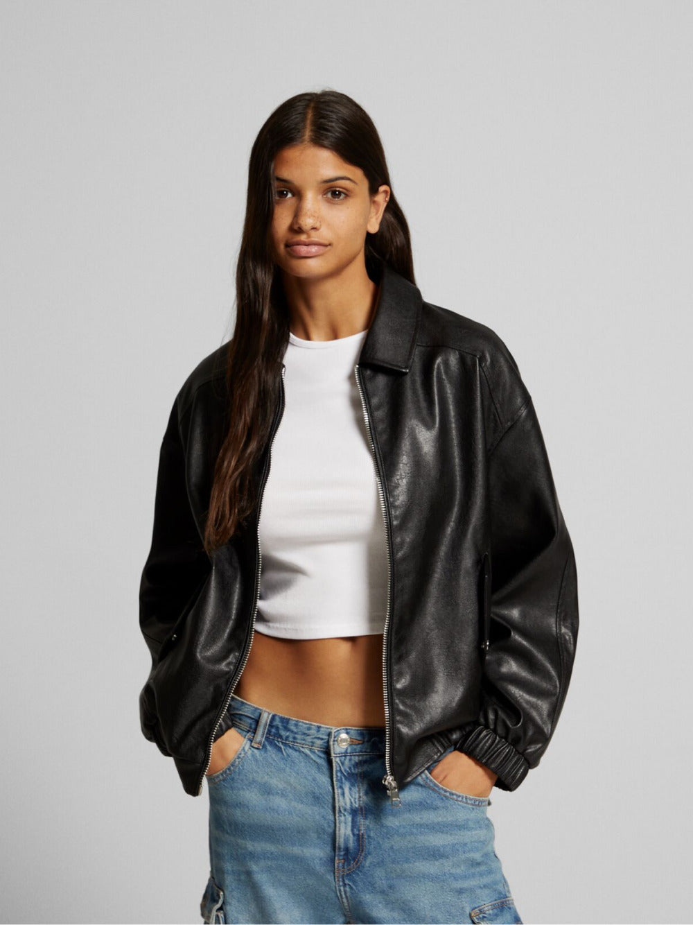 Faux lederen vader fit jas