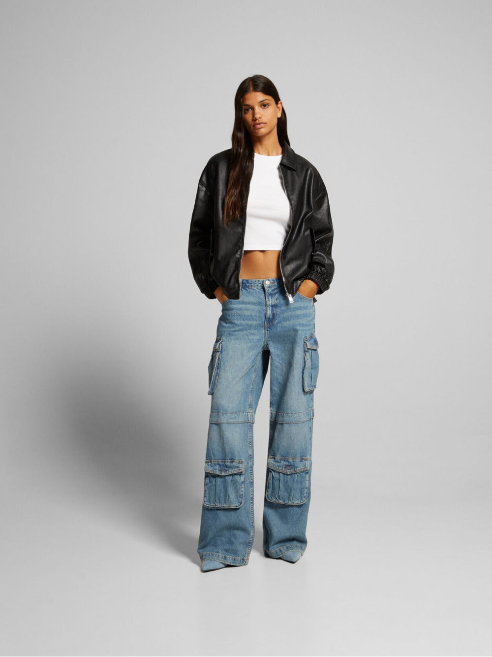 Faux lederen vader fit jas