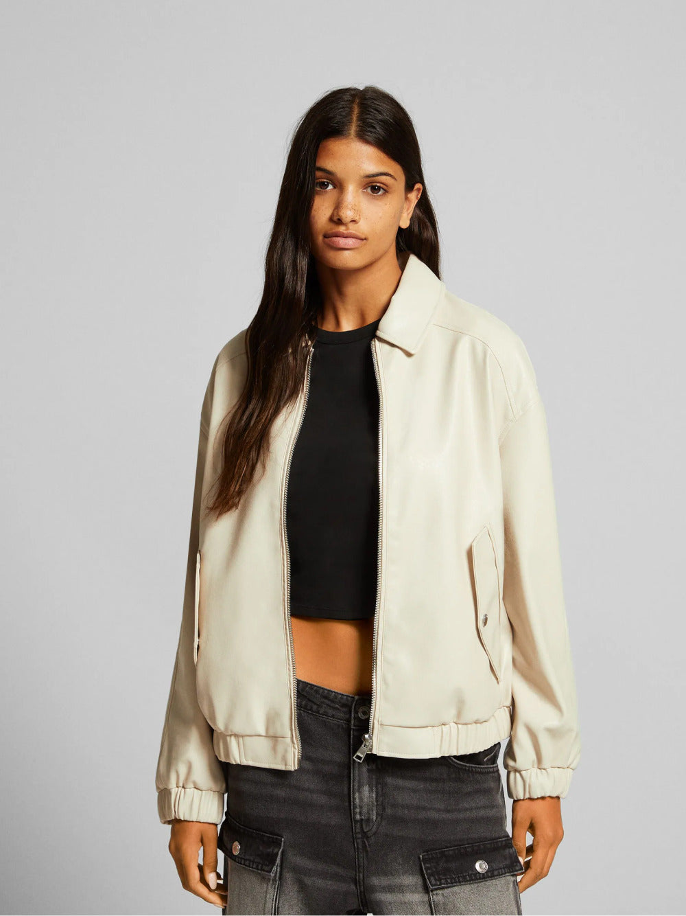 Faux lederen vader fit jas