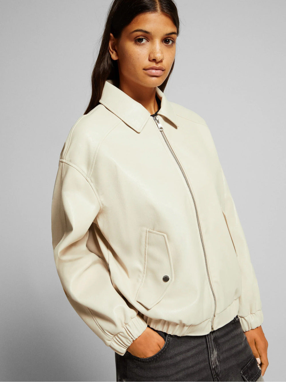 Faux lederen vader fit jas
