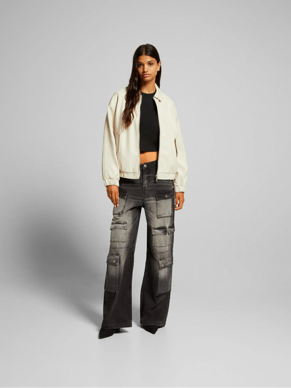 Faux lederen vader fit jas