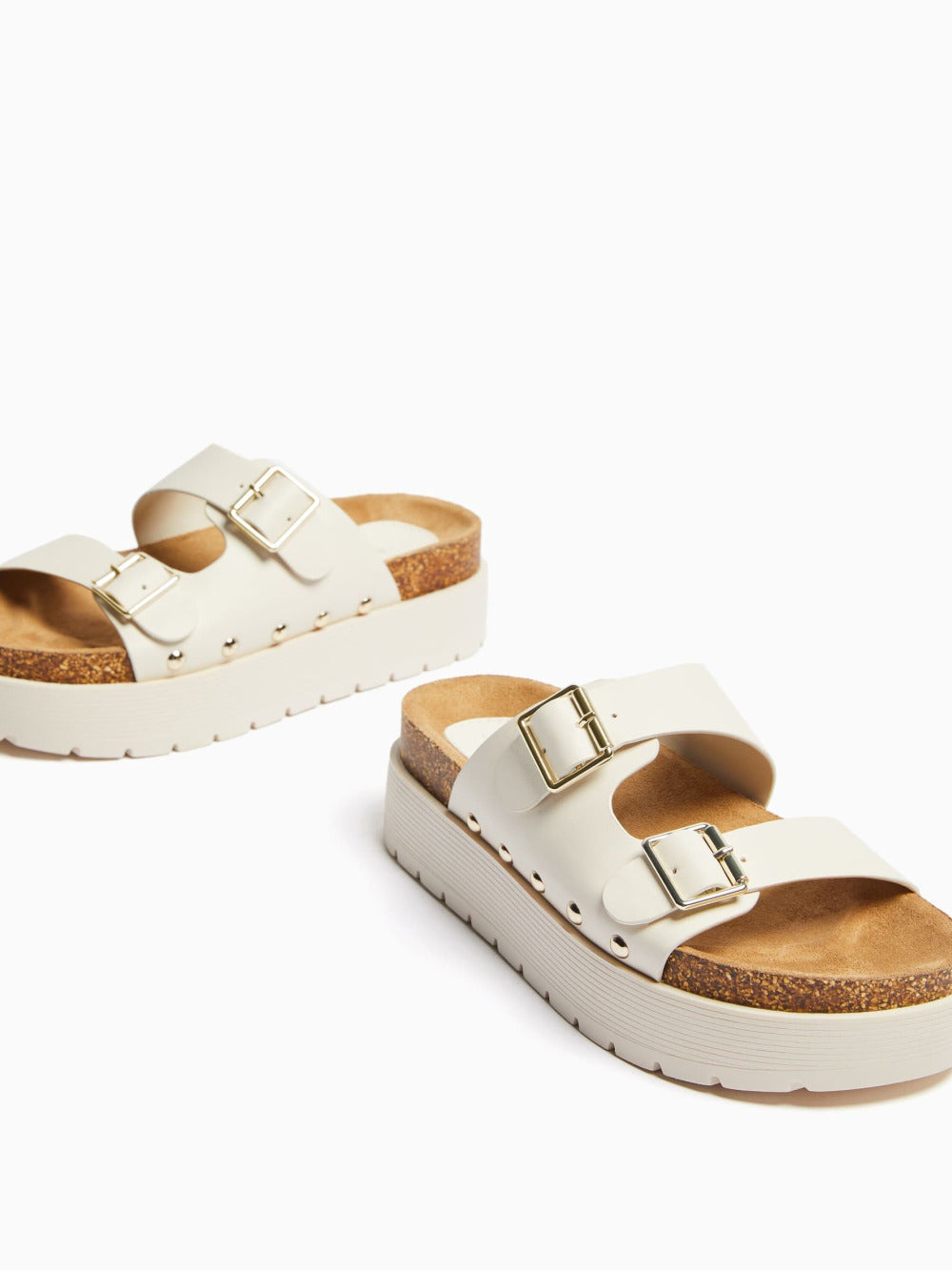 Buckled platform sandalen