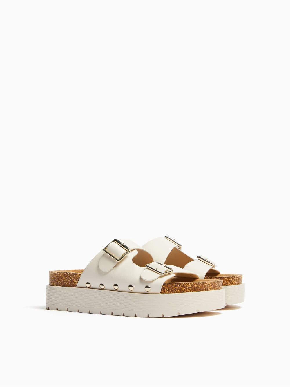 Buckled platform sandalen