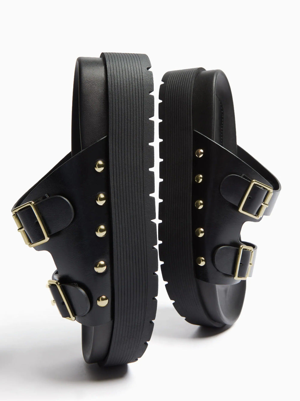 Buckled platform sandalen