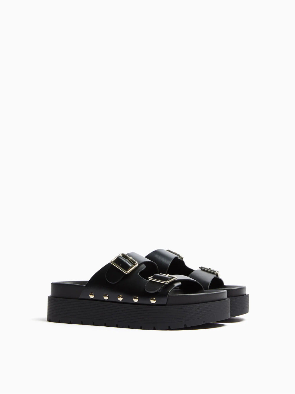 Buckled platform sandalen