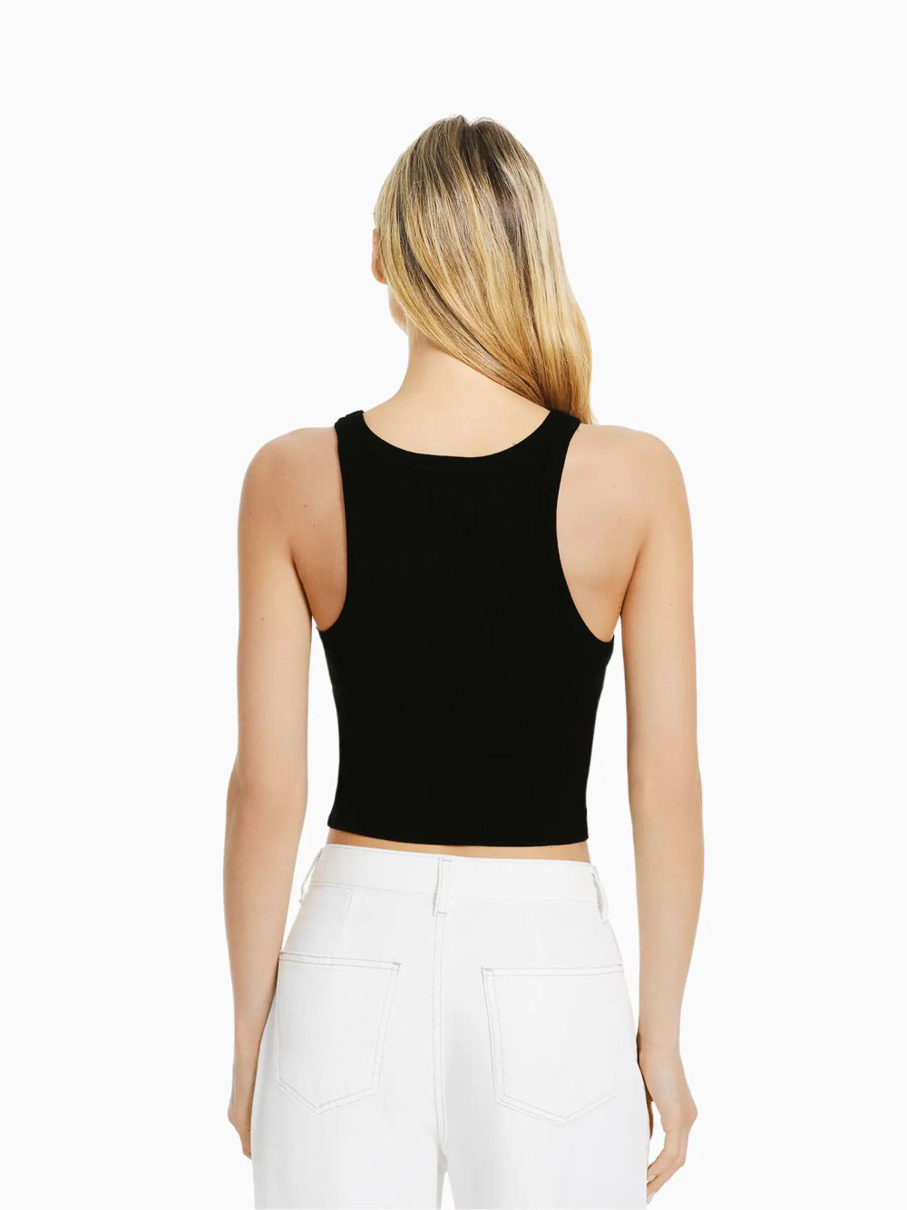 T-shirt a coste senza maniche