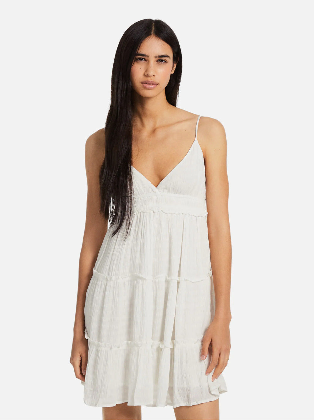 Mini -Kleid mit gekräuselten Gurten