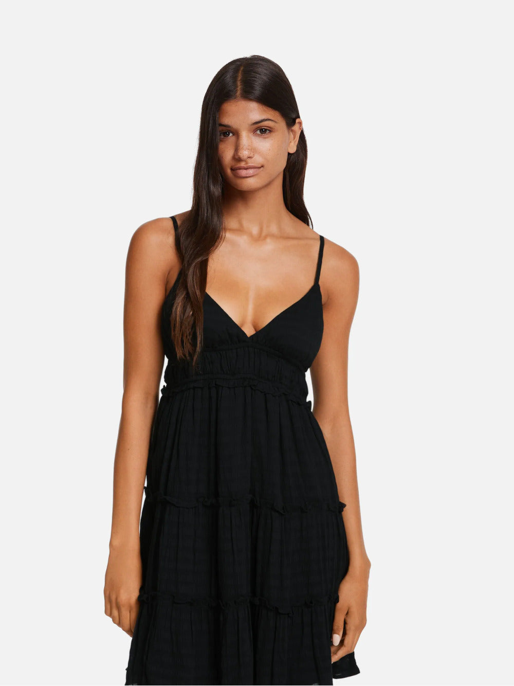 Mini -Kleid mit gekräuselten Gurten